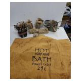 Soap, Brown Cloth Towel & More