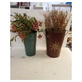 Decorative Buckets With Floral Arrangement