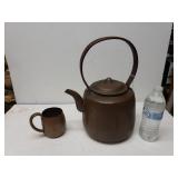 Vintage Copper Tea Kettle And Cup