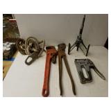 Pull Rope, Stapler, Trap And Pipe Wrenches