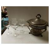 Stemware And Chafing Dish