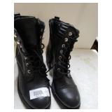 Black Leather Like Size 7 1/2M Lace & Zipper Boot