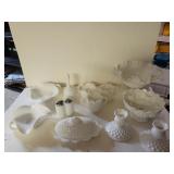Milk Glass Hobnob Design 14 Piece
