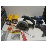 Circular saw, Drill Bits, Drills And Flashlights