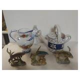 Pitcher,  Ceramic Watering Can, And Fish