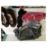 Grey Purse, Assorted Gloves, Brown Lined Sz 7