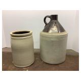 Pottery crock and jug