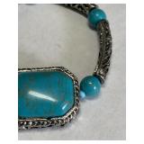 Vintage Turquoise Natural Stone Bracelet Silver