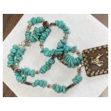 Heavy Turquoise & Brass Southwestern Necklace -