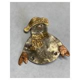 Vintage Silver Brass & Copper Snowman Brooch