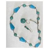 Natural Turquoise and Murano Glass Necklace +