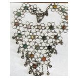 Large Natural Gemstone Silver Collar Cuff