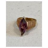 Vintage Amethyst Gold Ring Ornate Marked 14K HGE