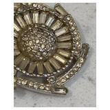 Unusual Cartwheel Rhinestone Brooch Antique 1930s