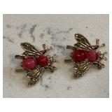 Vintage Dragonfly Bumblebee Gemstone Brooches