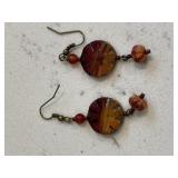 Vintage Murano Style Red Orange Earrings
