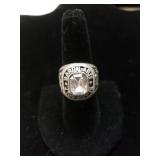 Mens Size 8 Silver Martial Arts Black Belt Ring.