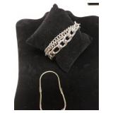 Silver Tone Bracelet And Clip No Markings