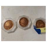 3 Large Brass Tokens, Delaware Centennial