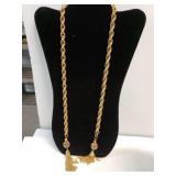 Lariat Necklace. Gold Tone No Markings