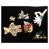 Christmas And Halloween Pins. No Markings