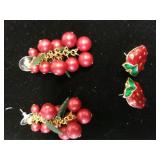 Strawberry And Cherry Earrings.  No Markings