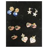 Patriotic Earrings.  No Markings