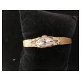 Ladies Green Watch. Marked 10k