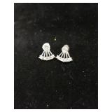 Silver Fan Earrings.  No Markings