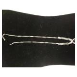 Vintage Onyx Silver And Diamond Like Necklace No