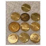 Lot of Exonumia Tokens and Medals Gold Toned