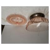 Pink Beveled Glass Bowl & Plate