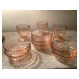 Pink depression Glass sherberts dessert dishes