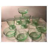 Depression glass green lot sherberts / dessert