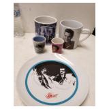 Elvis Mugs, Plate, Shot Glasses