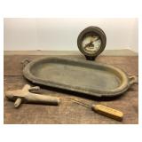 Cast iron pan gauge icepick lot