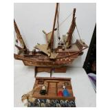 Wooden Ship Display & Nautical Wall Decor