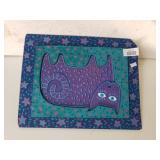 Purple/blue/green  Wooden Cat Wall Hanging