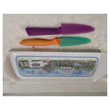 Fruit & Cheese Serving Tray With Knives