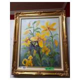 Lillies & Butterfly Painting By Rose Doster Q