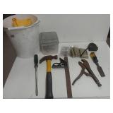 Bucket With Misc Tools To Include Nails, Screw,