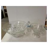 Beveled Glass Bowl,and Footed Bowl