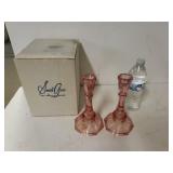 Smith Glass Crystal Candlestick Holders