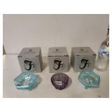 2 Fenton Hexagon Blue Topaz Dishes And A Fenton