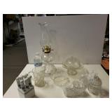 Oil Lamp, Covered Bowl, Cream And Sugar Dispenser