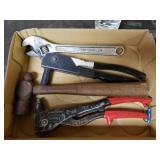 10" Adjustable Wrench, Mallet & 2 Pop Rivet Guns