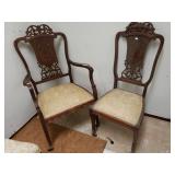 Matching Wooden Back Frame Chairs On Wheels