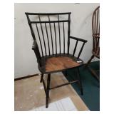 Black Wooden Frame Chair W/ Armrest
