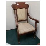 Wooden Frame Chair W/ Cushion Back & Seat