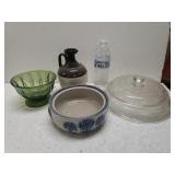 Jug, Louisville Stoneware Bowl, Glass Lids &
